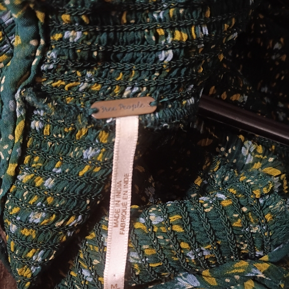 Free People Dark Green Floral Blouse - Picture 3 of 6